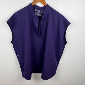 FIGS Rafaela Oversized Scrub Top Purple Size XXL Single Button Collar Comfort
